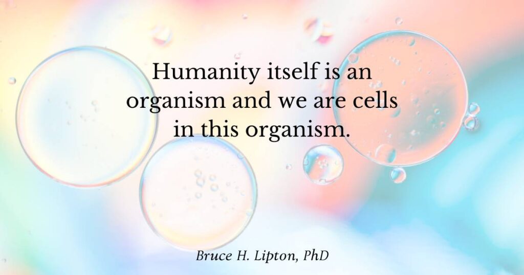 A própria humanidade é um organismo e nós somos células deste organismo. -Bruce LiptonPhD