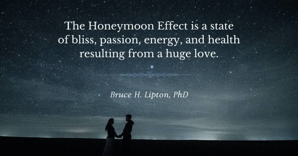 The Honeymoon Effect is a state of bliss, passion, energy, and health resulting from a huge love. -Bruce Lipton, PhD